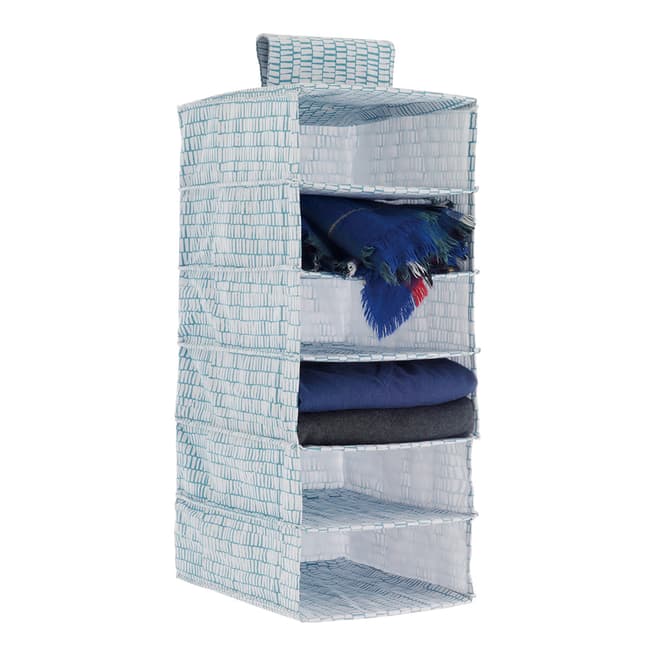 Habitat Blue Printed Fabric Hanging Clothes Storage