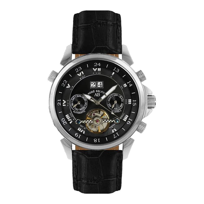 Andre Belfort Men's Black / Silver Leather Polaire Watch 42mm
