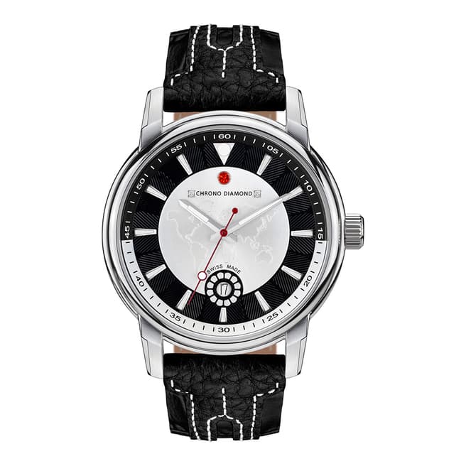Chrono Diamond Men's Swiss Black/Silver Nereus Diamond Watch