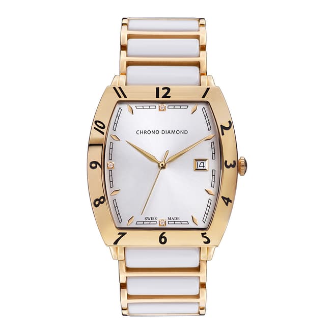 Chrono Diamond Men's Swiss White/Gold Leandro Watch
