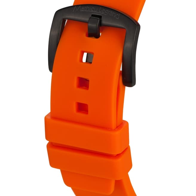 Mathieu Legrand Men's Orange / Black Silicone Strap Watch 45mm
