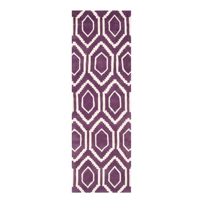 Safavieh Purple/Ivory Essex Hand Tufted Area Rug, 68 X 213 cm