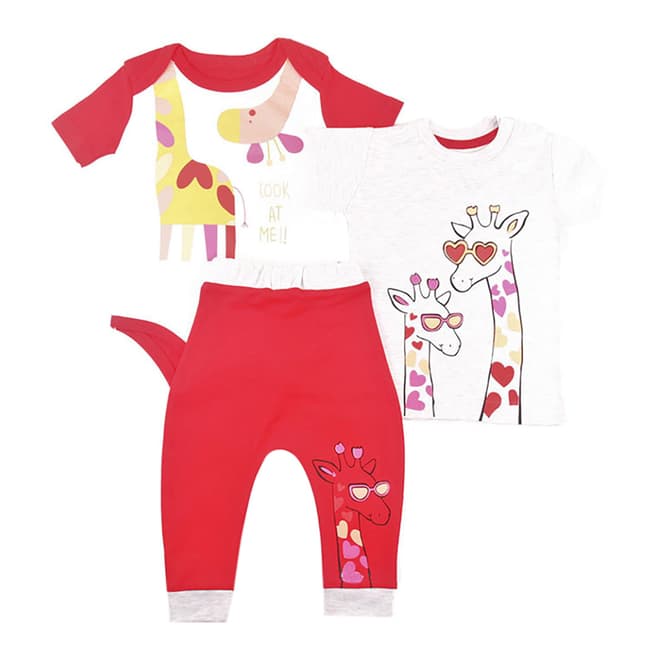 Alya Baby Girl's Red Giraffe 3 Piece Set