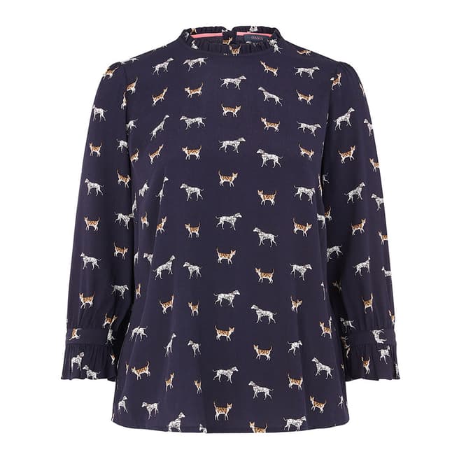 Oasis Midnight Cat And Dog Print Top