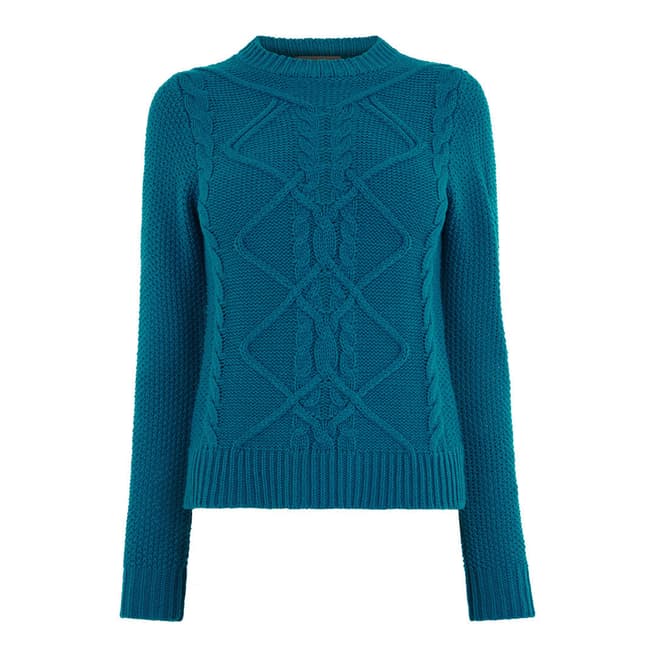 Oasis Teal Nyla Cable Knit Jumper