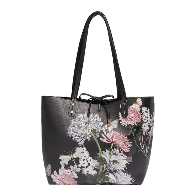Oasis Black/Multi Floral Reversible Shopper Bag