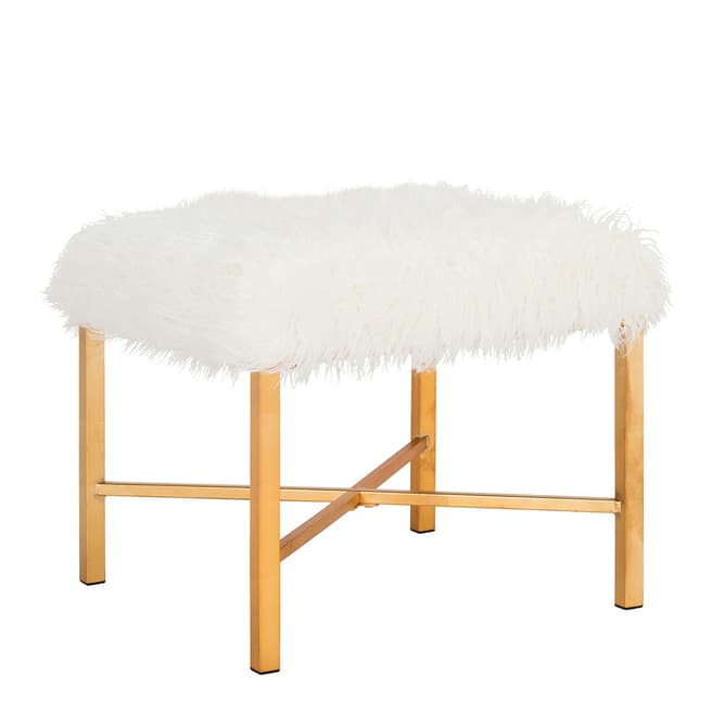 Safavieh Justyna Faux Lamb X Bench, White/Gold