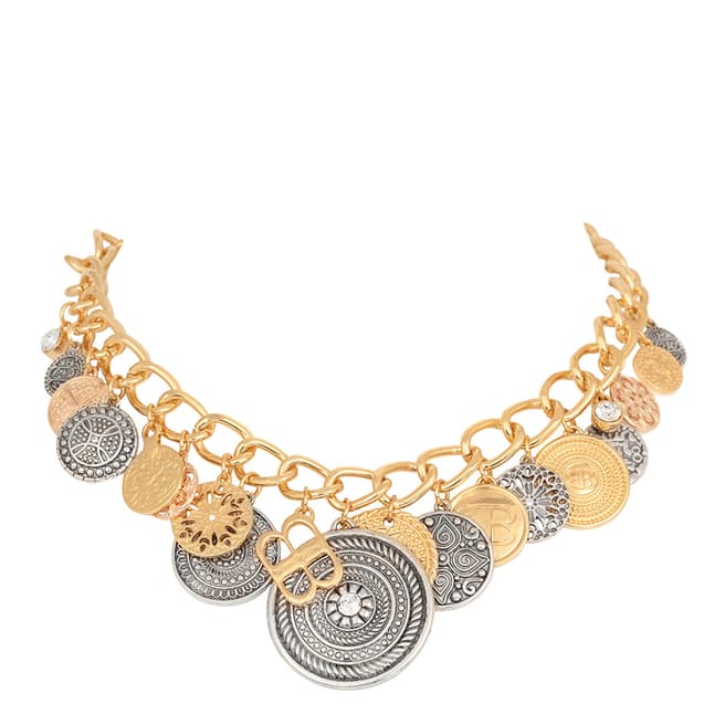 BiBi Bijoux Mixed Silver/Gold Tones Crystal Necklace