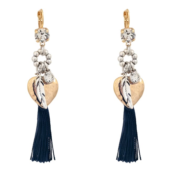 BiBi Bijoux Navy/Gold Plated Swaroski Crystals Earrings
