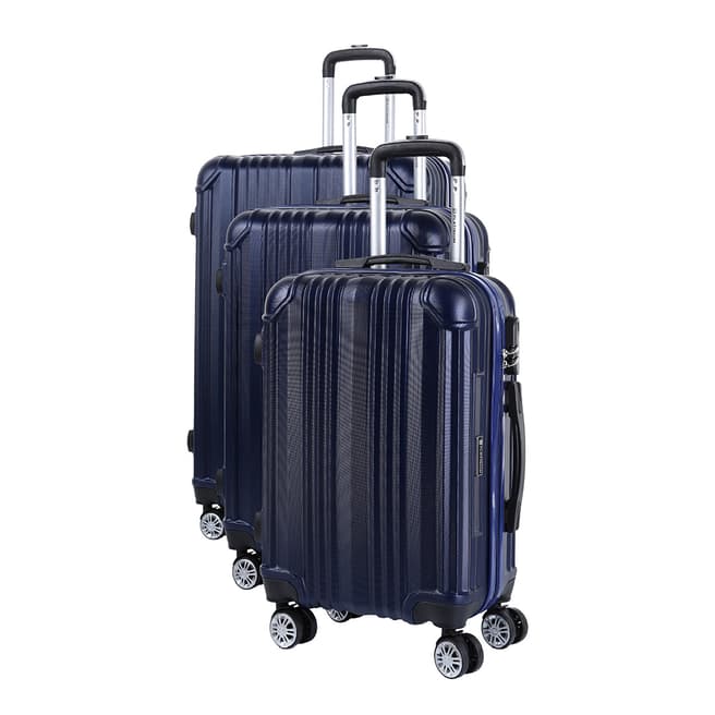 Platinium Set of 3 Blue Rockland Suitcases