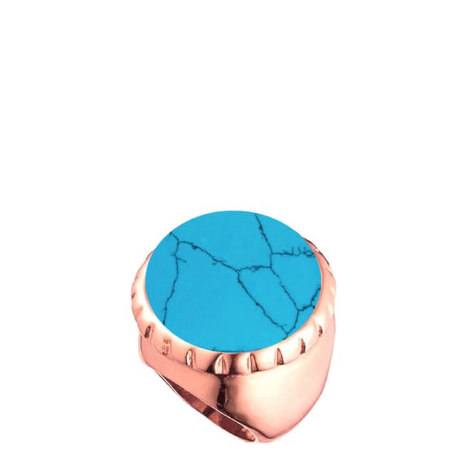Chloe Collection by Liv Oliver 18k Rose Gold Plated Turquoise Statement Ring