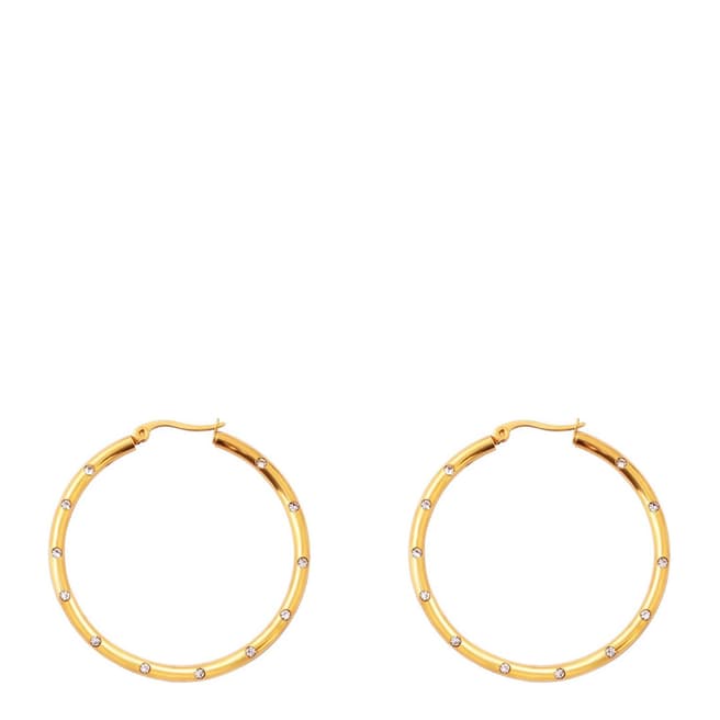 Chloe Collection by Liv Oliver Gold Crystal Hoop Earrings