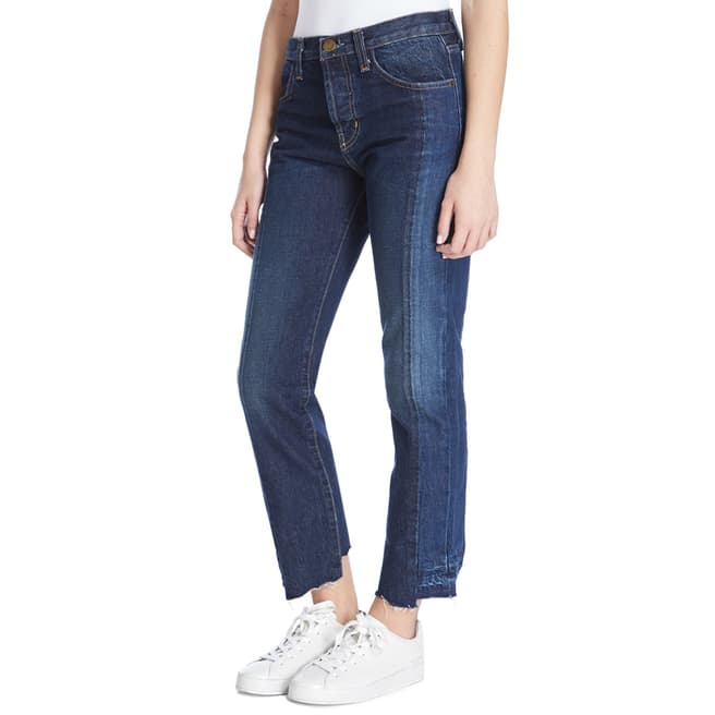 Current Elliott Mid Blue Selvedge Straight Cotton Jeans