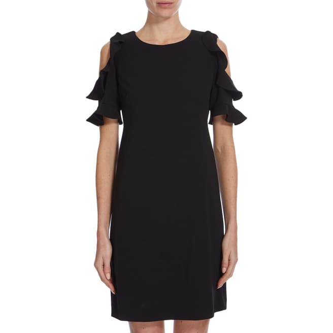 DKNY Black Ruffle Cold Shoulder Dress