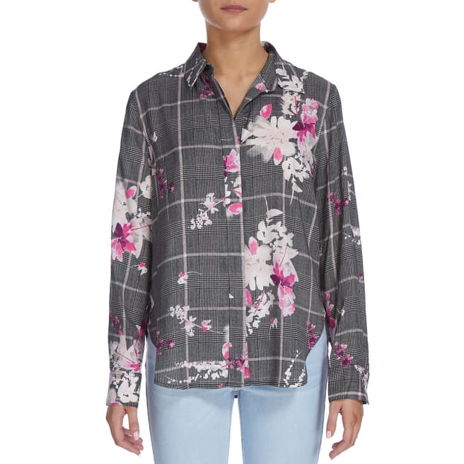 DKNY Grey Button Through Floral Check Shirt