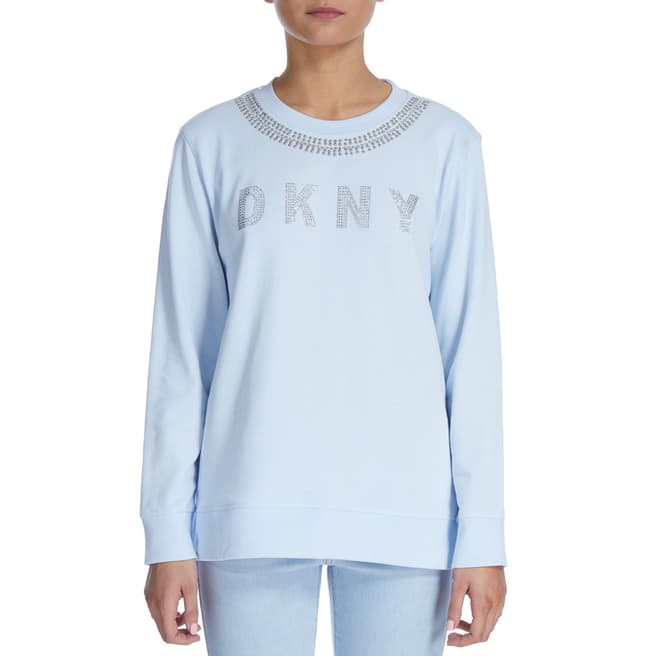 DKNY Frost Embellished Logo And Neck Sweatshirt