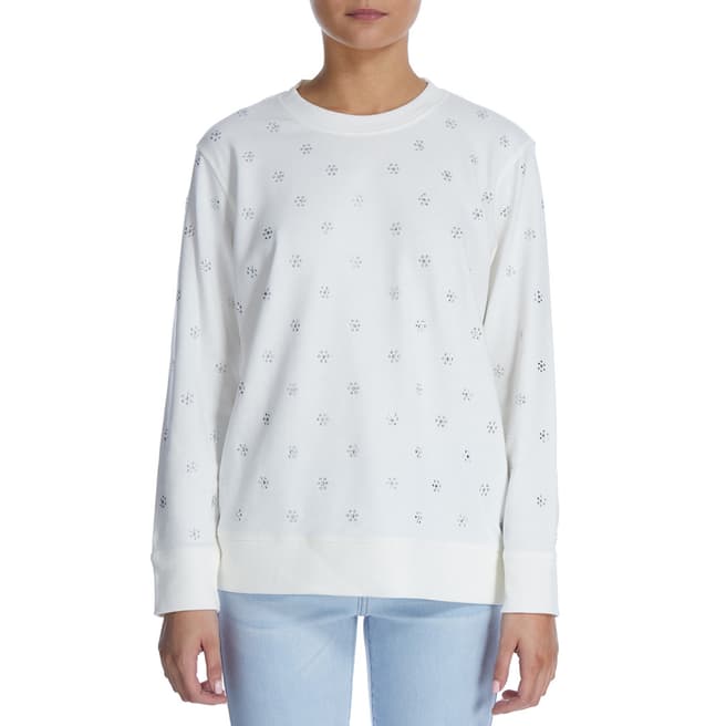 DKNY Ivory Embellished Pattern Sweatshirt