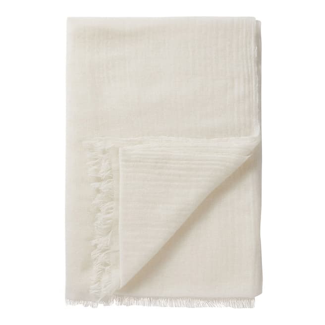 Pure Collection Soft White Woven Cashmere Scarf
