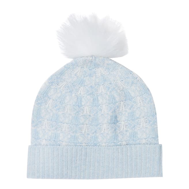 Pure Collection Heather Sky/Soft White Toccato Textured Pom Hat