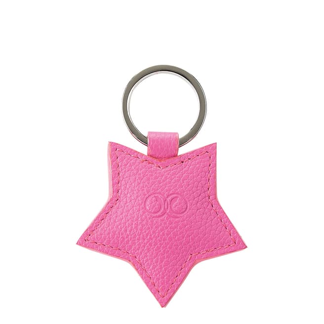 Pure Collection Bright Pink  Leather Star Keyring