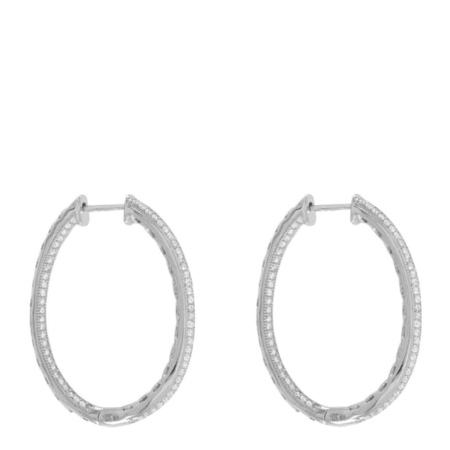 Black Label by Liv Oliver Sterling Silver two row CZ Hinged Hoop earrings