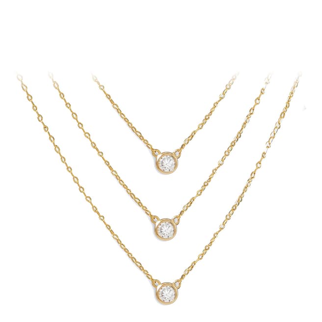 Black Label by Liv Oliver Gold Plated Multi Layer Zirconia Necklace