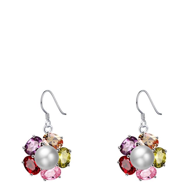 Alexa by Liv Oliver Pearl Multi Colour Stone Drop Earrings