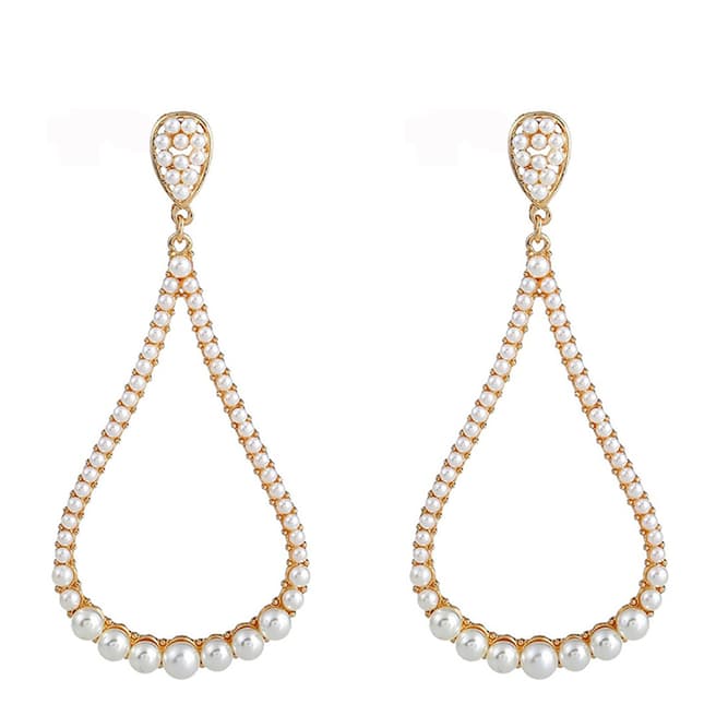 White label by Liv Oliver Gold Plated Open Pear Pearl Earrings