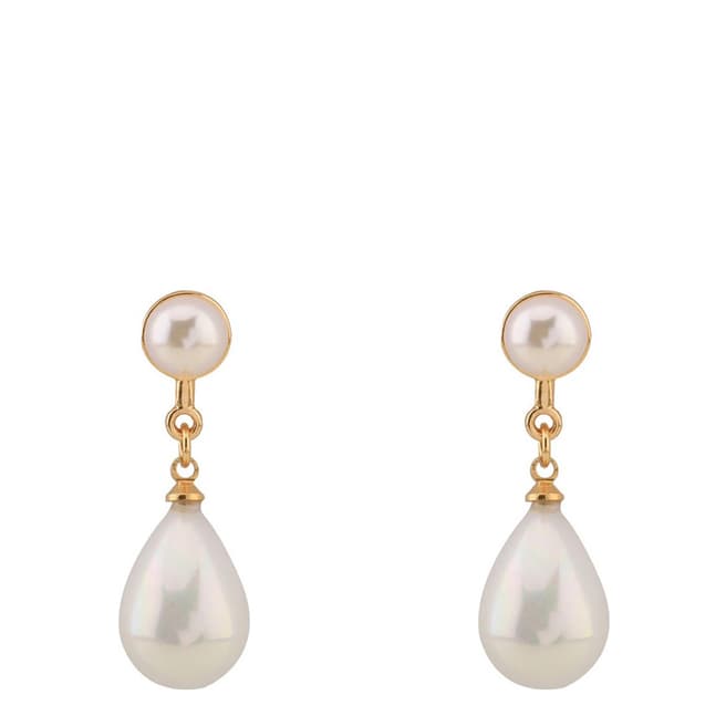 White label by Liv Oliver 18k Gold Double Pearl Drop Earrings