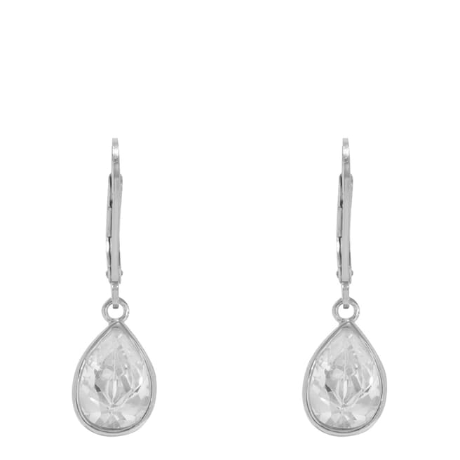 Black Label by Liv Oliver Sterling Silver Plated Pear Shape Cz Drop Earrings