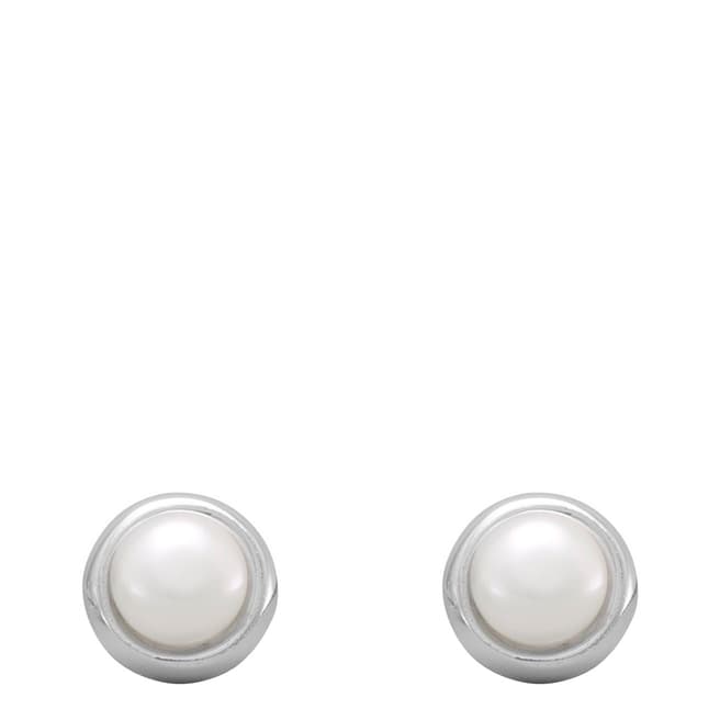 White label by Liv Oliver Sterling Silver Plated Pearl Button Stud Post Earrings