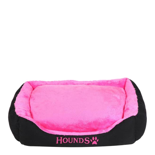 Hounds Black/Pink Large Pooch Faux Fur Bed, 62x50cm