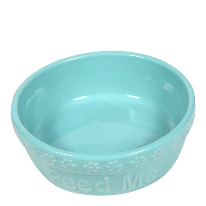 Hounds Aqua 'Feed Me' Ceramic Bowl, 13x11cm
