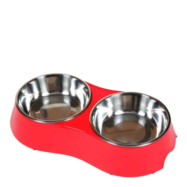 Hounds Red Twin Melamine/Stainless Steel Bowls