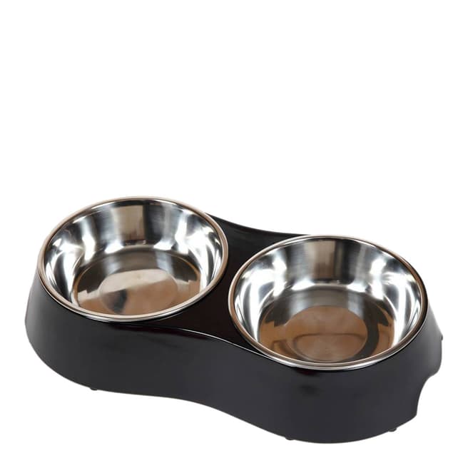 Hounds Black Twin Melamine/Stainless Steel Bowls