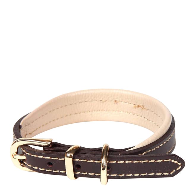 Hounds Brown/Beige Contrast Leather Collar, 55x2.5cm
