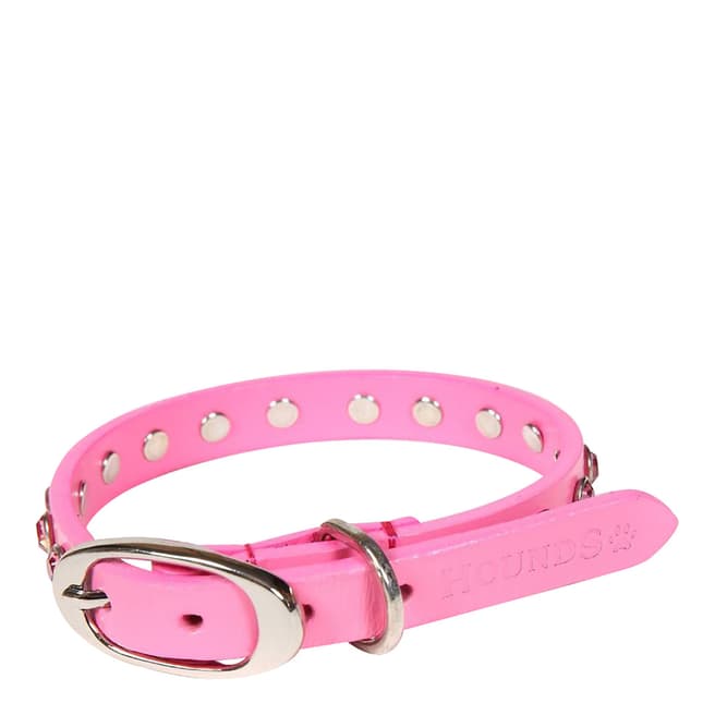 Hounds Pink Leather Puppy/Small Dog Collar, 35x1.3cm
