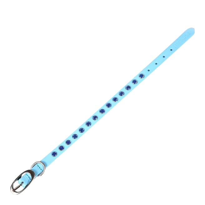 Hounds Light Blue Leather Puppy/Small Dog Collar, 35x1.3cm