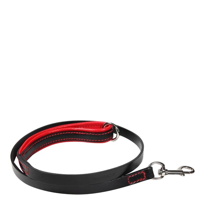 Hounds Black/Red Contrast Leather Lead, 110cm