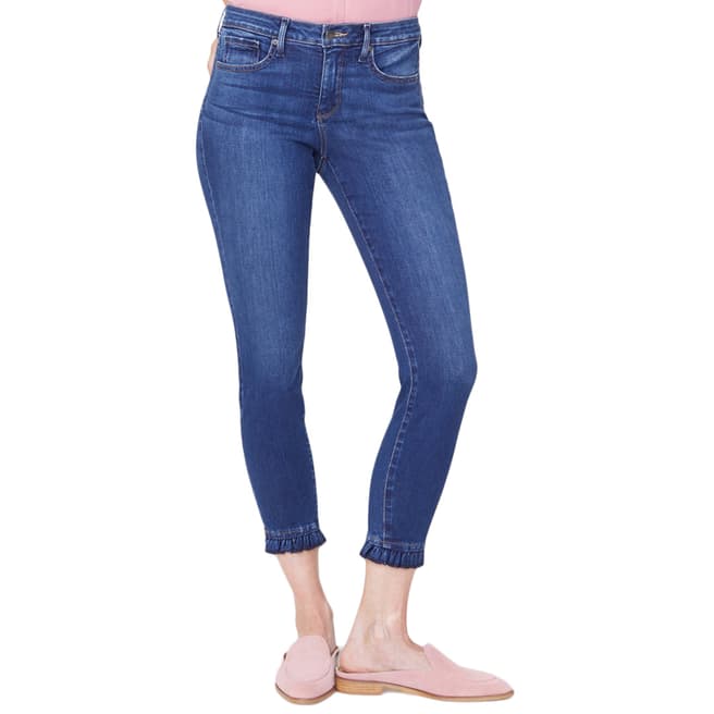 NYDJ Mid Blue Ruffle Hem Skinny Jeans