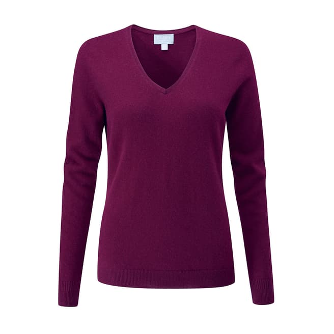 Pure Collection Merlot Cashmere Slim Fit V Neck Sweater