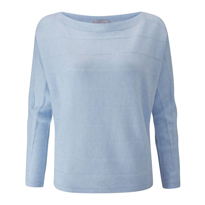 Pure Collection Heather Sky Cashmere Dolman Sleeve Textured Sweater 