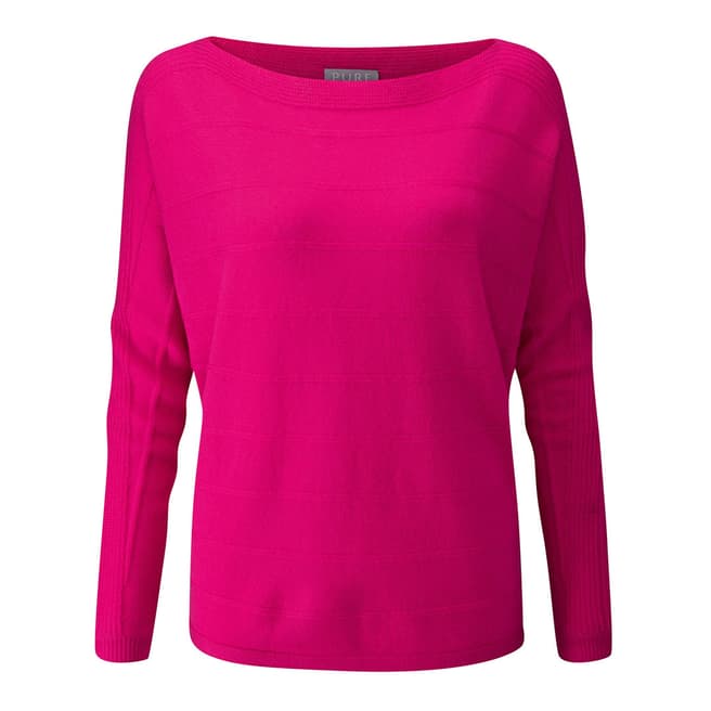 Pure Collection Raspberry Cashmere Dolman Sleeve Textured Sweater 