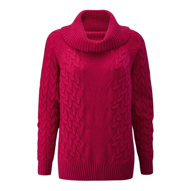 Pure Collection Crimson Cashmere Luxe Cable Jumper