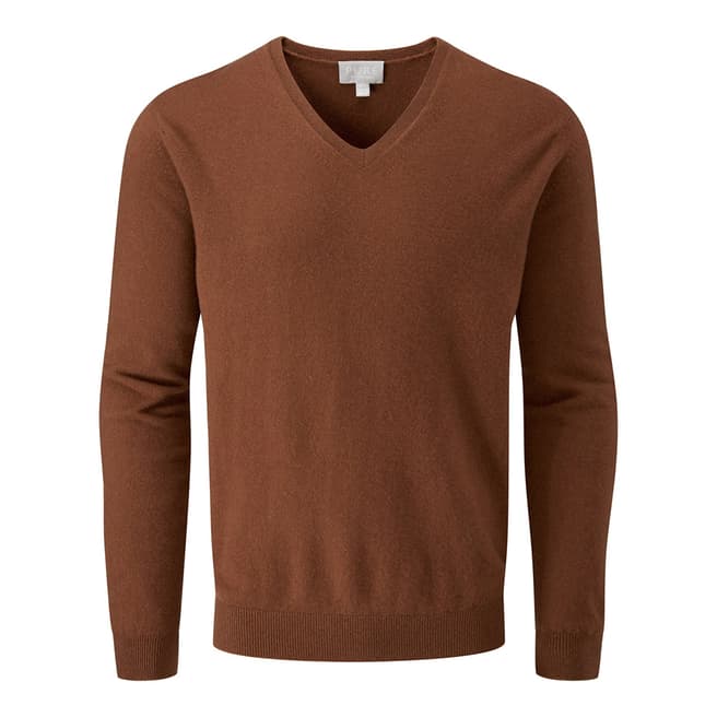 Pure Collection Rich Bronze Cashmere V Neck Sweater