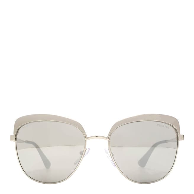 Prada Women's Metalised Silver Prada Sunglasses 56mm