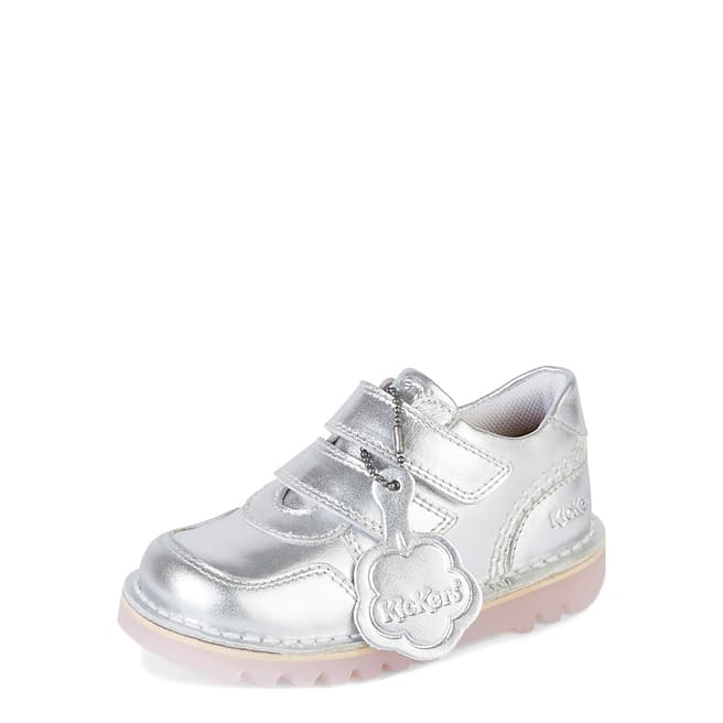 Kickers Girls Silver & Pink Glow Up Lace Up Shoe