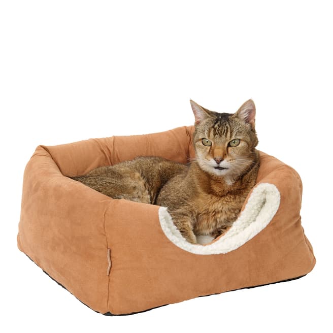 House Of Paws Tan Suede/Sheepskin S 2in1 Cat Bed, 38 x 24cm