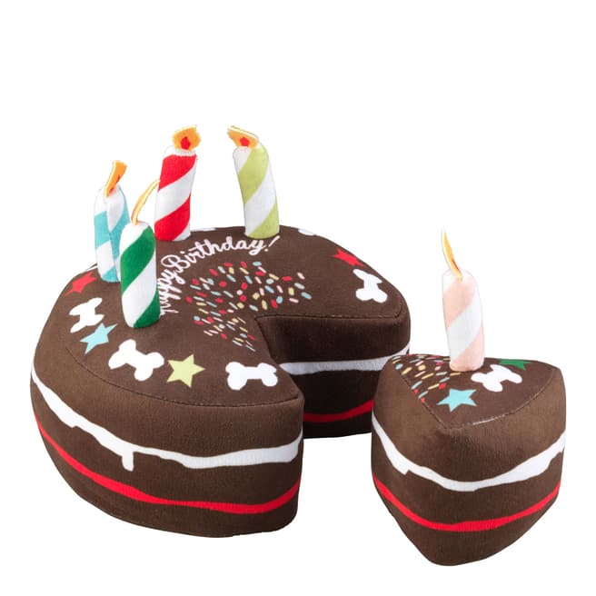 House Of Paws Brown Birthday Cake With Slice Dog Toy