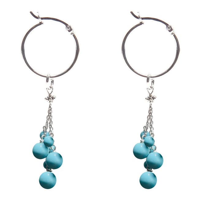 Alexa by Liv Oliver Silver Hoop Earrings with Turquoise Drops